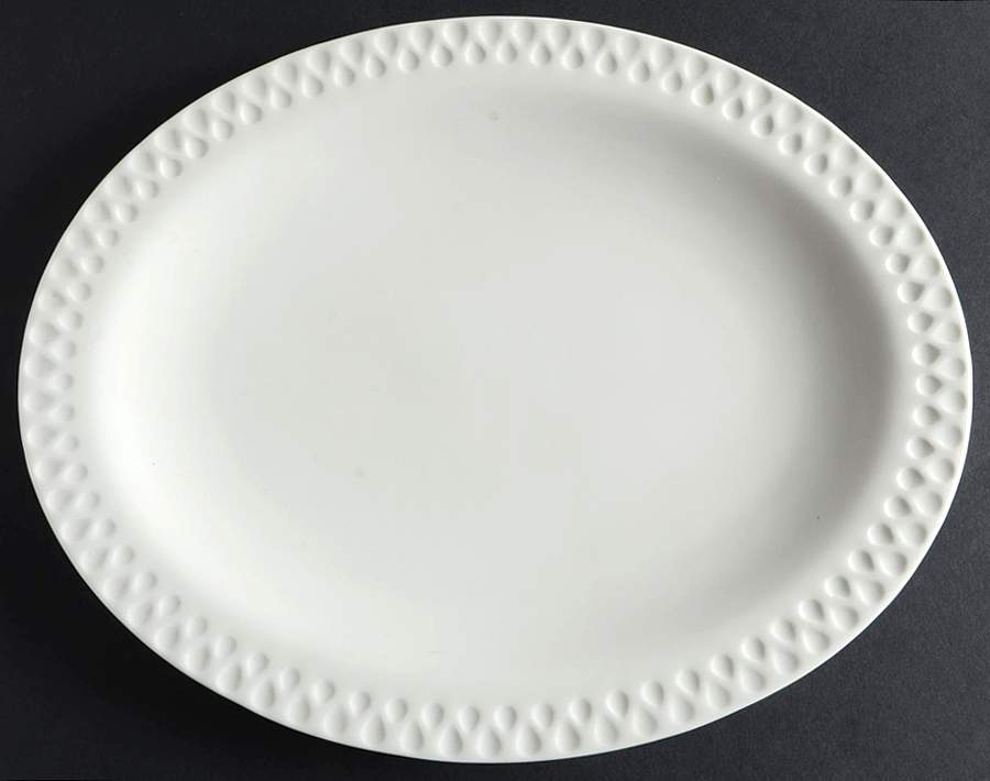 Diamond White 11" Oval Serving Platter by Iroquois-1