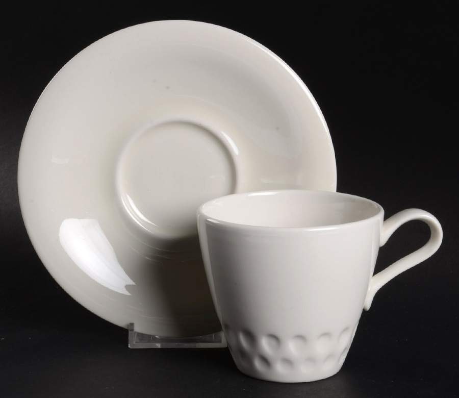 Diamond White Flat Cup & Saucer Set by Iroquois-1