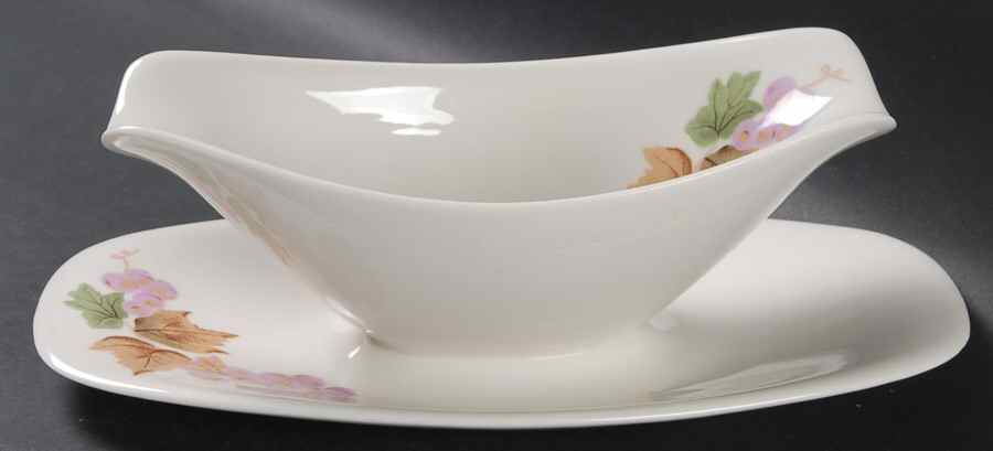 Grapes Gravy Boat with Attached Underplate by Iroquois-1