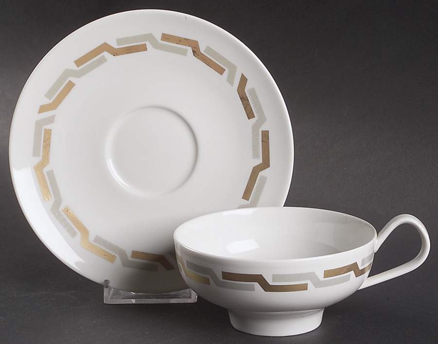 Grecian Gold Footed Cup & Saucer Set by Iroquois-1