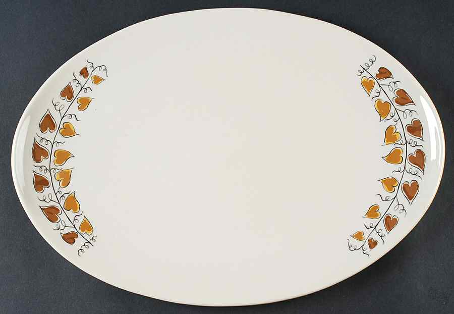 Hearts of Gold 15" Oval Serving Platter by Iroquois-1