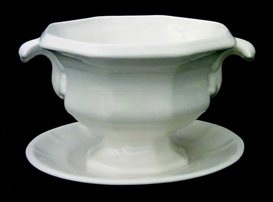 Museum White Open Sauce Boat by Iroquois-1