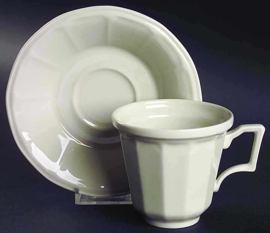 Museum White Footed Cup & Saucer Set by Iroquois-1