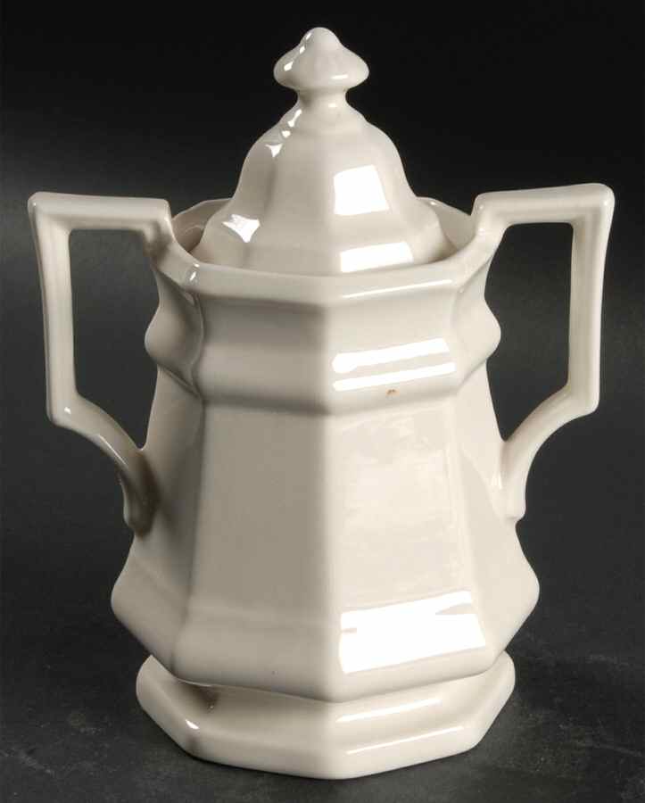 Museum White Sugar Bowl & Lid by Iroquois-1