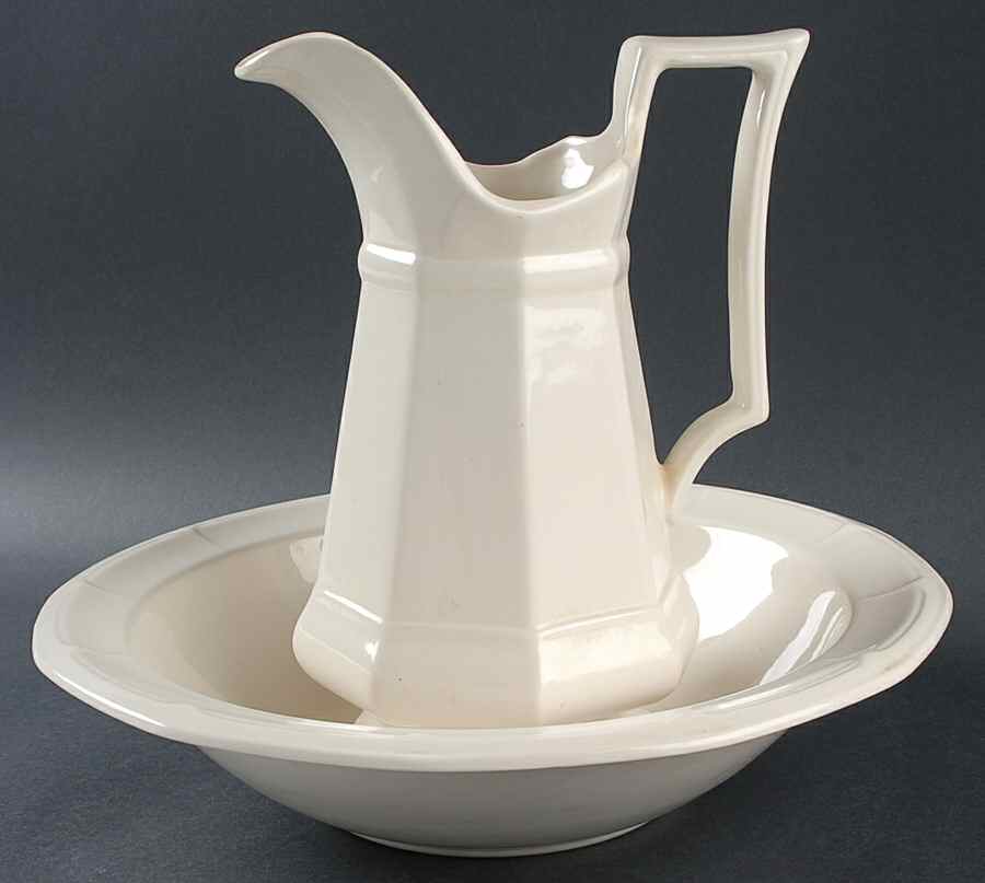 Museum White Large Pitcher & Bowl Set by Iroquois-1