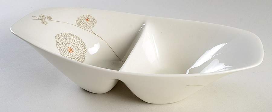 Pompon 12" Oval Divided Vegetable Bowl by Iroquois-1