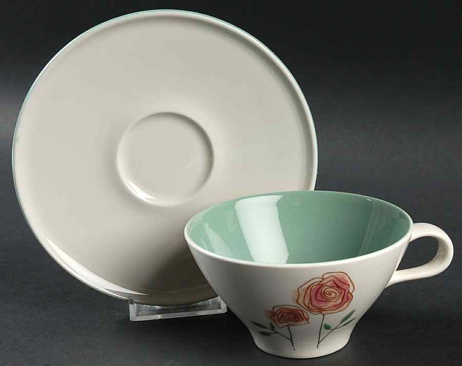 Rosemary Flat Cup & Saucer Set by Iroquois-1