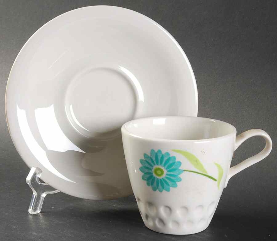 Rosette Jade Flat Cup & Saucer Set by Iroquois-1