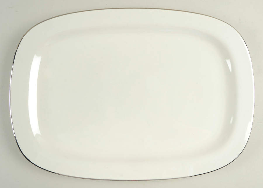Sheer White Platinum 16" Oval Serving Platter by Iroquois-1