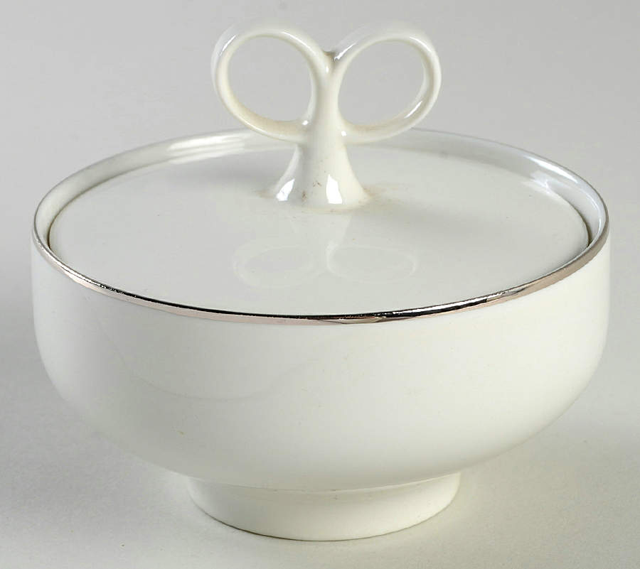 Sheer White Platinum Sugar Bowl & Lid by Iroquois-1