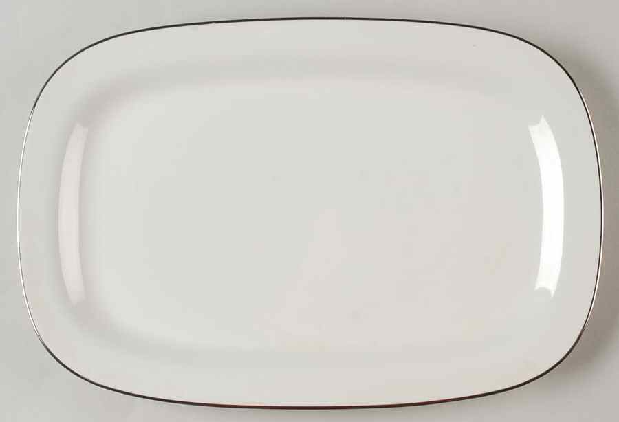 Sheer White Platinum 12" Oval Serving Platter by Iroquois-1