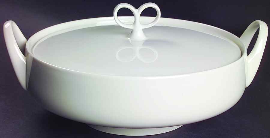 Sheer White Round Covered Vegetable by Iroquois-1