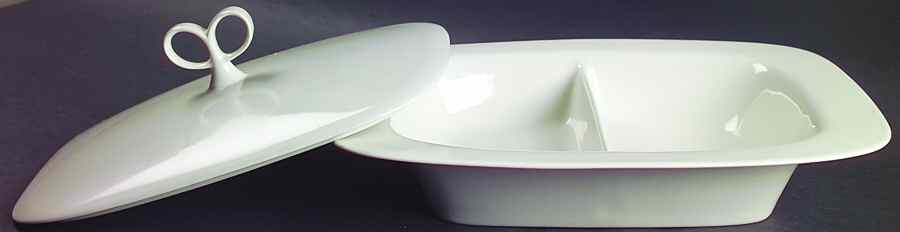 Sheer White Rectangular Covered Divided Vegetable by Iroquois-1