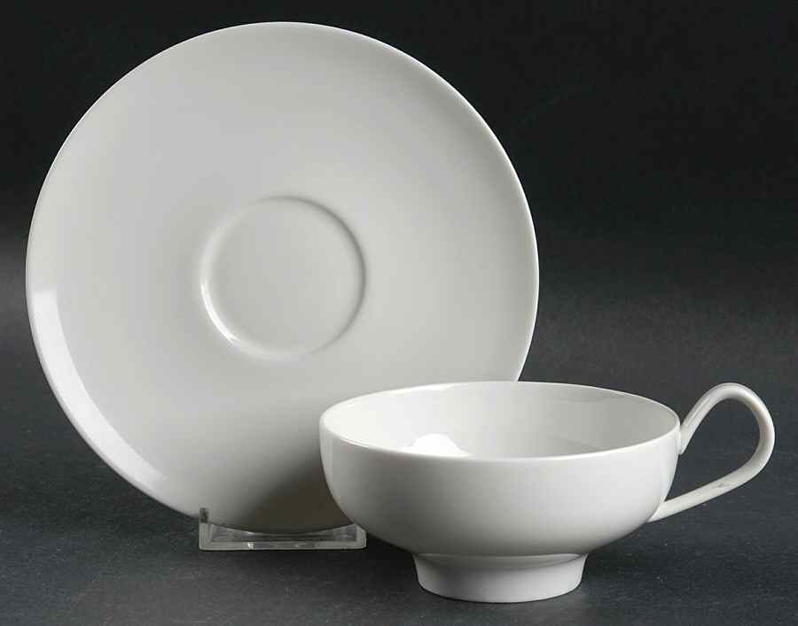 Sheer White Footed Cup & Saucer Set by Iroquois-1
