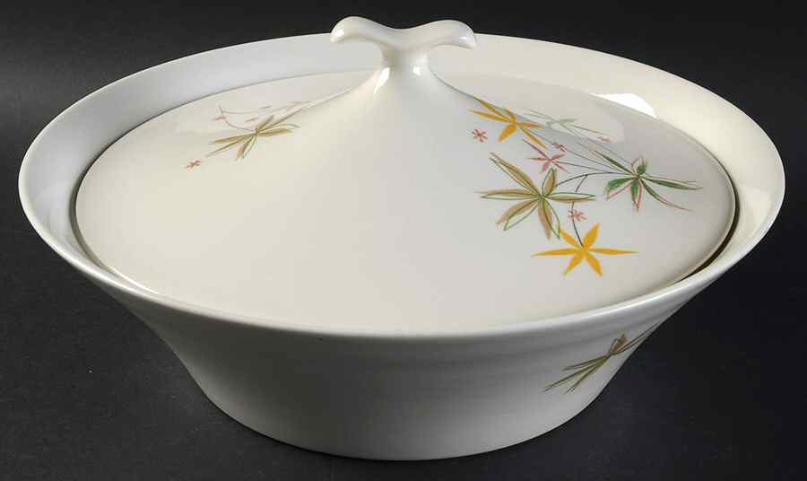 Spring Flowers Round Covered Vegetable by Iroquois-1