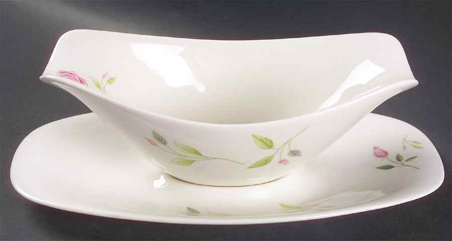 Wild Rose Gravy Boat & Underplate by Iroquois-1