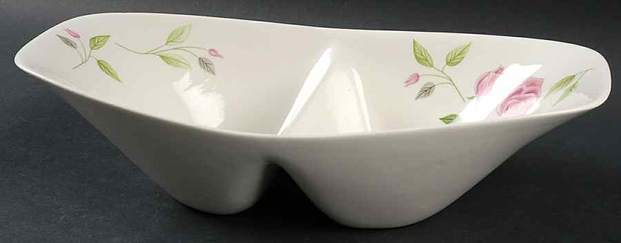 Wild Rose 12" Oval Divided Vegetable Bowl by Iroquois-1