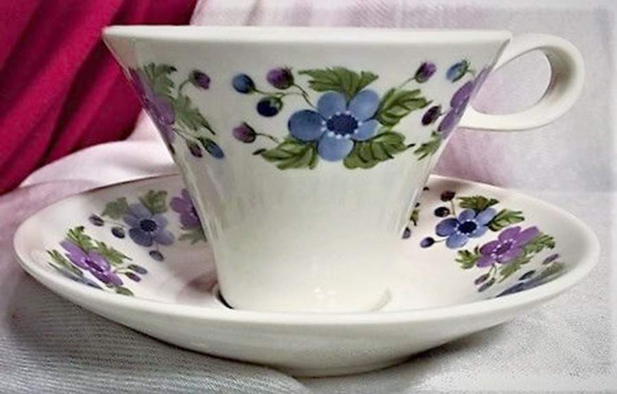 Wild Violet Flat Cup & Saucer Set by Iroquois-1