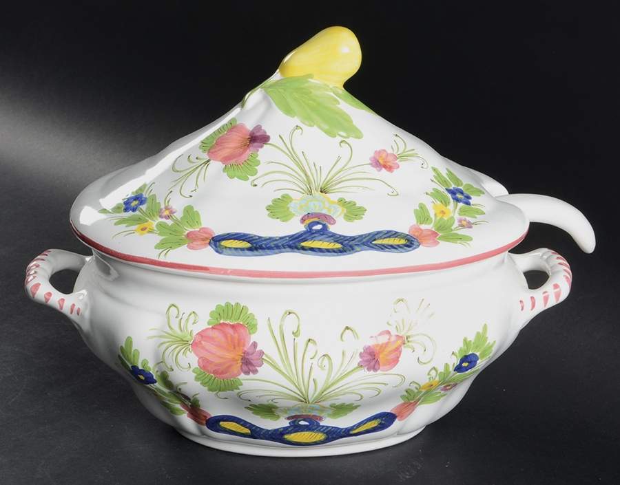 Carnation Tureen & Lid w/Ladle by Italy-1