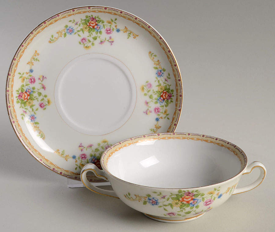 IMP30 Footed Cream Soup Bowl & Saucer Set by Imperial (Japan)-1