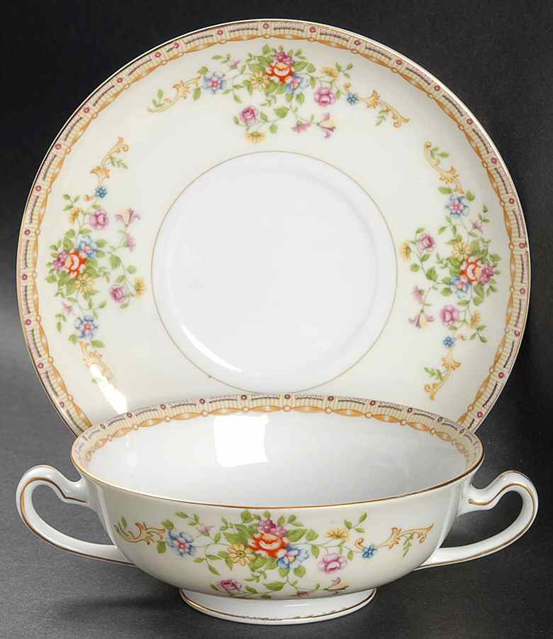 IMP30 Footed Cream Soup Bowl & Saucer Set by Imperial (Japan)-1