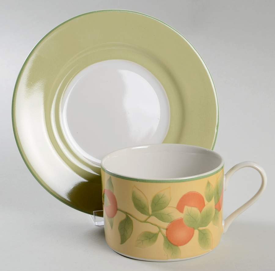 Orchard Peach Flat Cup & Saucer Set by Interiors (PTS)-1