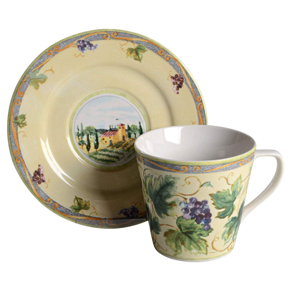 Tuscan Country Flat Cup & Saucer Set by Interiors (PTS)-1