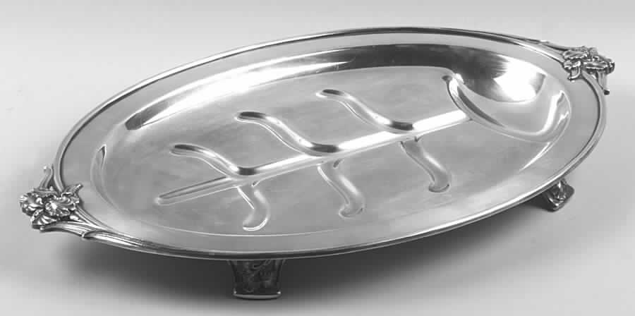 Silver Iris (Silverplate Hollowware) Medium Plated Meat Platter with Well by International Silver-1