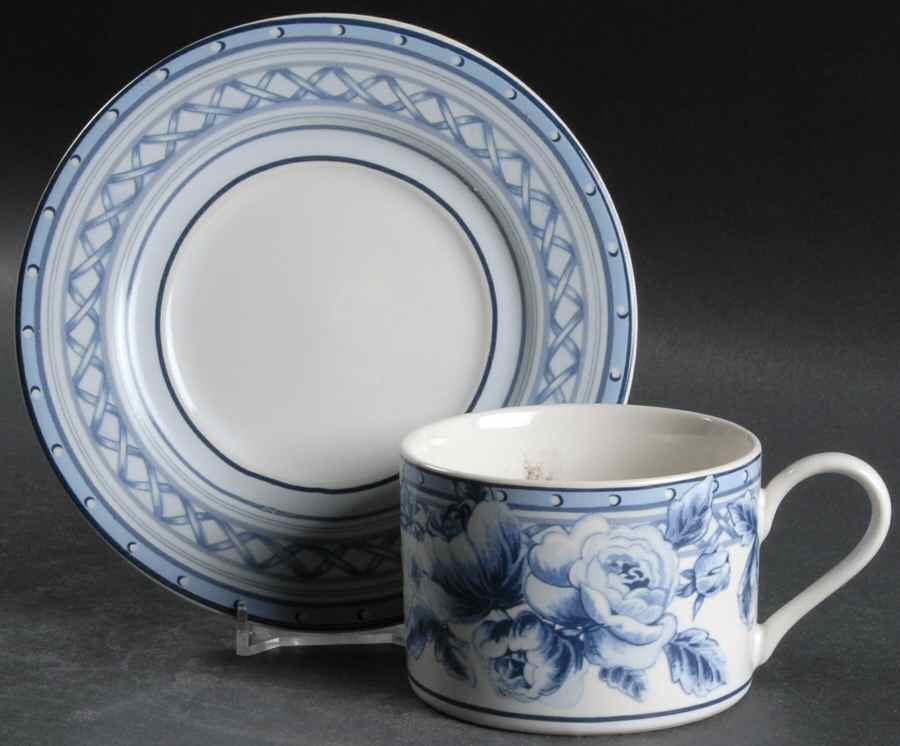 Cottage Rose Flat Cup & Saucer Set by Interiors (PTS)-1
