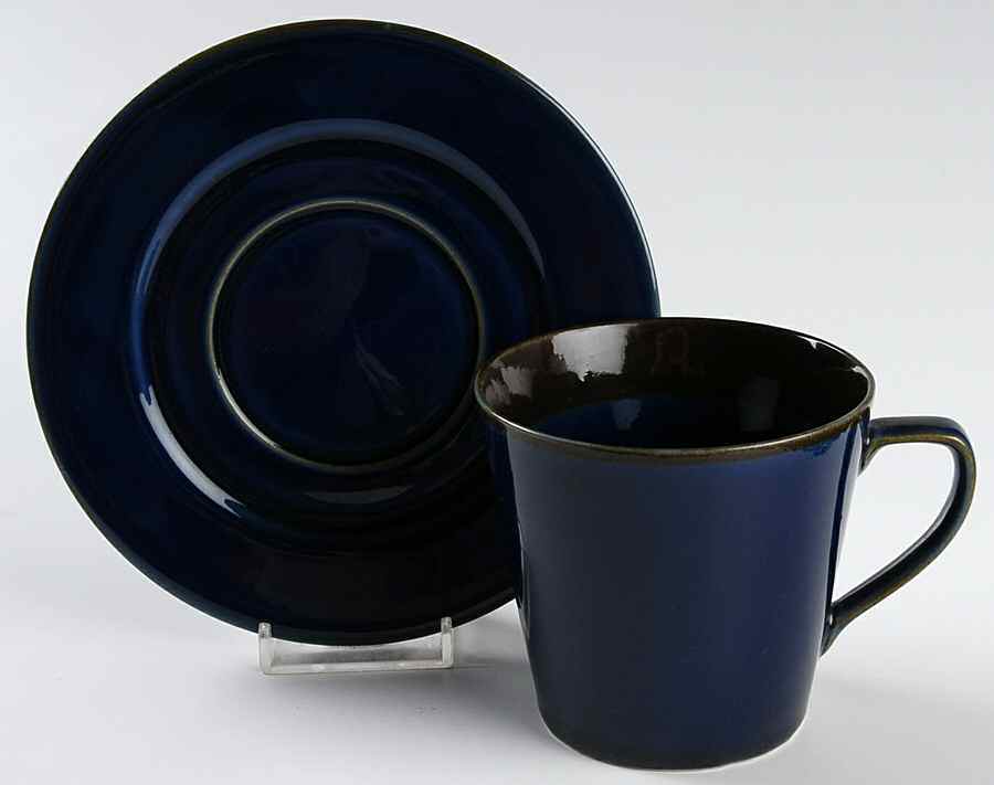 Prairie Midnight Pond Blue Flat Cup & Saucer Set by Interiors (PTS)-1