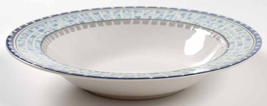 Madrigal Blue Large Rim Soup Bowl by Interiors (PTS)-1