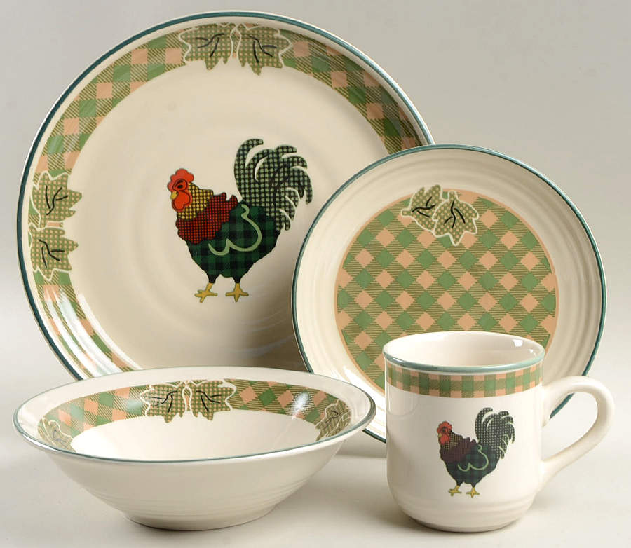 Rooster Morn 4 Piece Place Setting by International-1