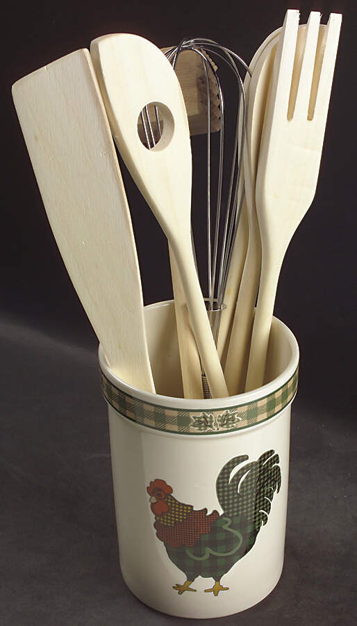 Rooster Morn Utensil Set (Holder & Utensils) by International-1