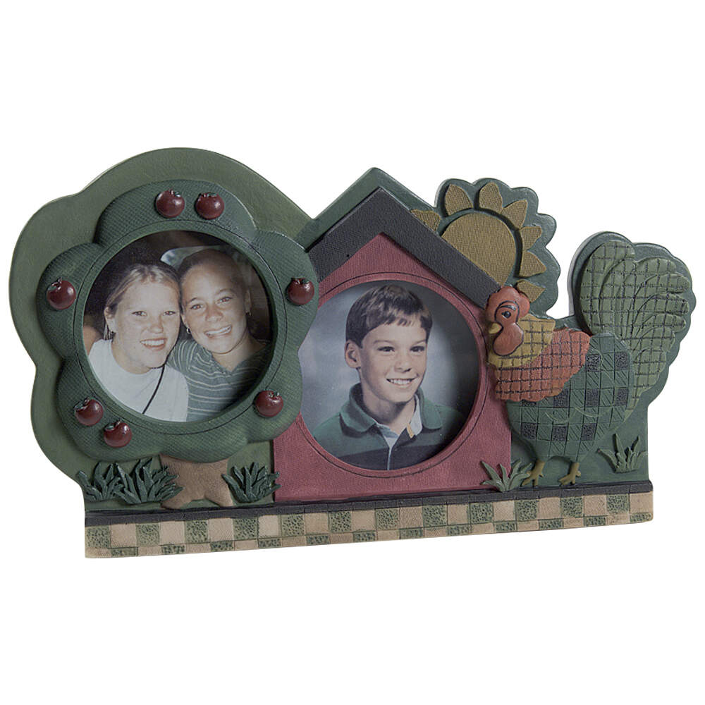 Rooster Morn Double Picture Frame by International-1