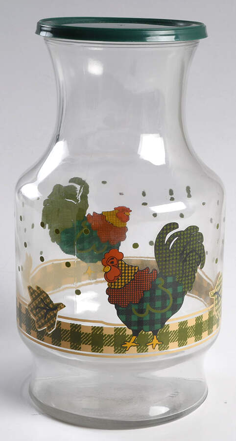 Rooster Morn Glassware Carafe with Lid by International-1