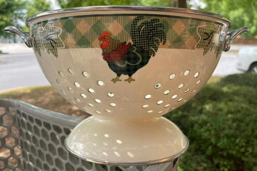 Rooster Morn Metal Colander by International-1