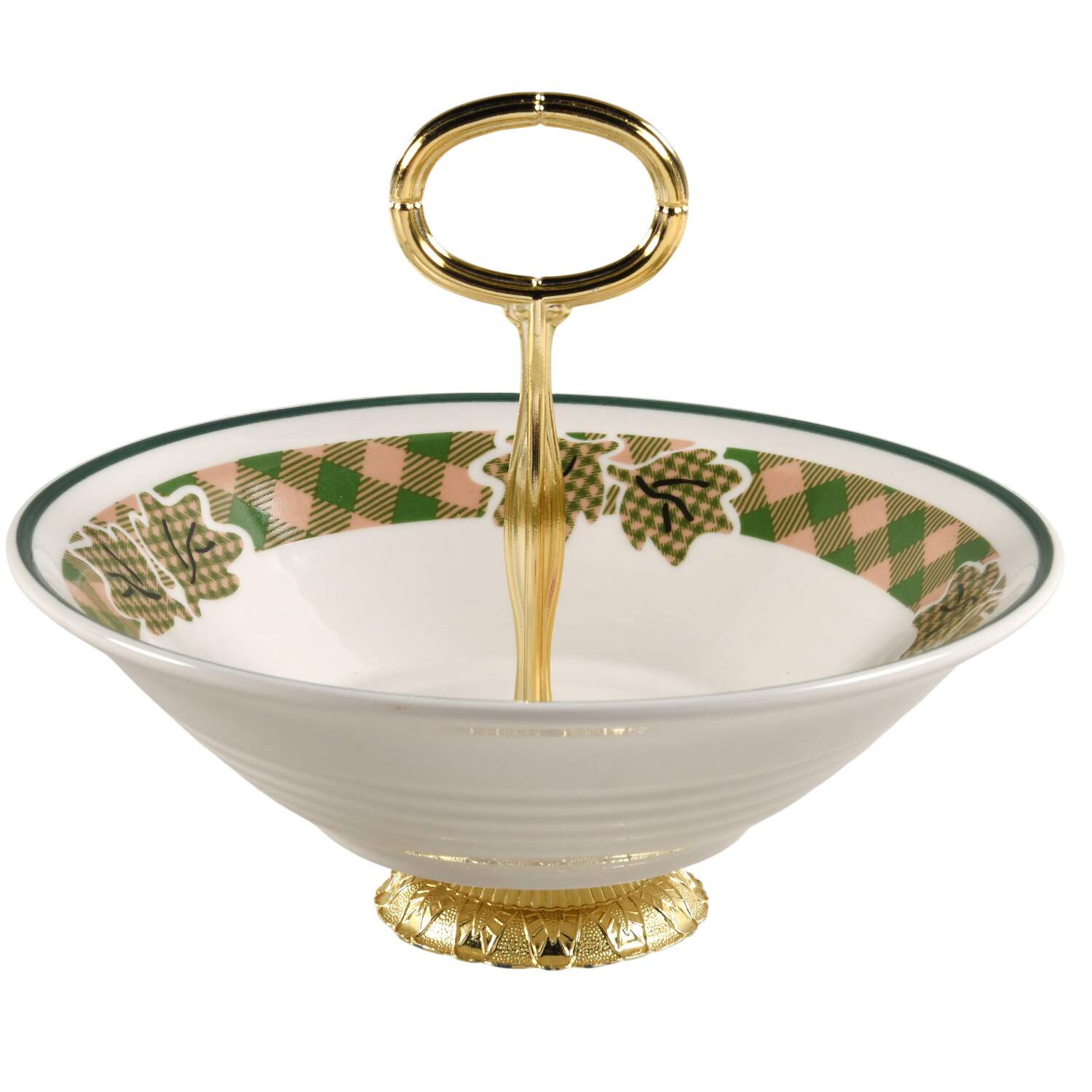 Rooster Morn 6"-7" Handled Footed Nut Dish HC by International-1