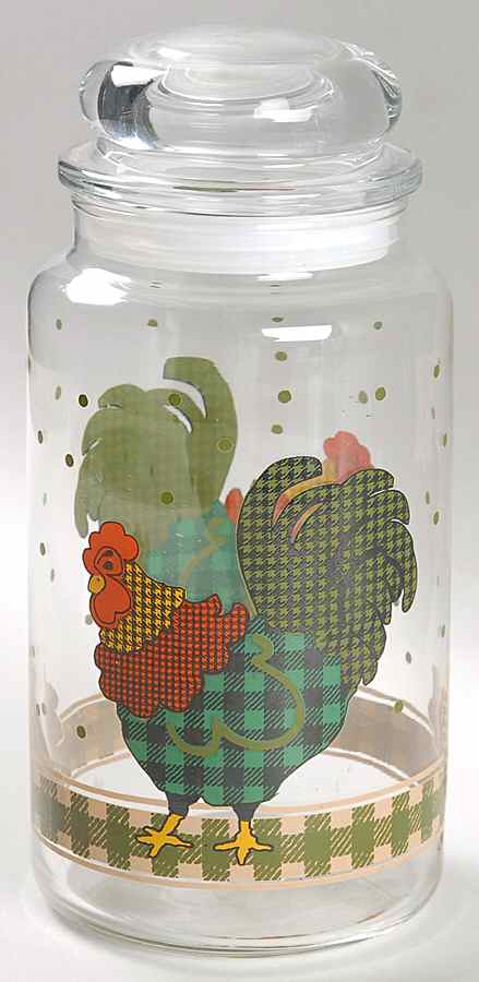 Rooster Morn Large Glassware Storage Jar & Lid by International-1