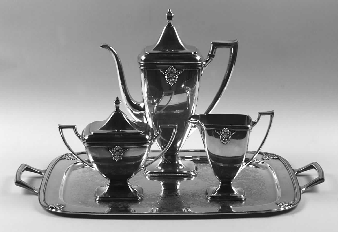 Adoration (Silverplate, Hollowware) 3-Piece Coffee Set and Tray by International Silver-1