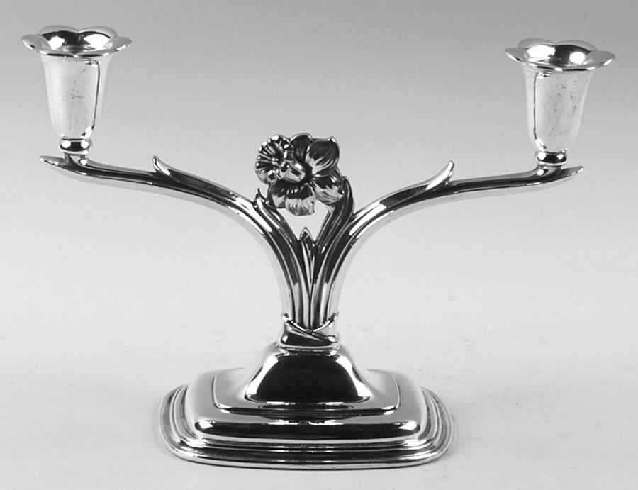 Daffodil (Silverplate, Hollowware) 6" 2 Light Candelabra by International Silver-1