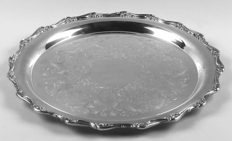 Magic Rose (Silverplate, Hollowware) Medium Round Silverplate Tray by International Silver-1