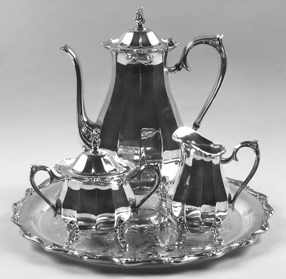 Magic Rose (Silverplate, Hollowware) 3-Piece Coffee Set and Tray by International Silver-1