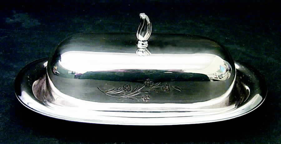Springtime (Silverplate, Hollowware) 1/4 Pound Covered Butter & Liner by International Silver-1