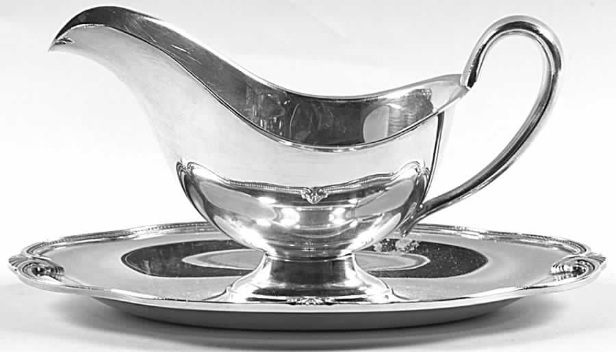 Moonbeam (Silverplate, Hollowware) Plated Gravy Boat with Attached Underplate by International Silver-1