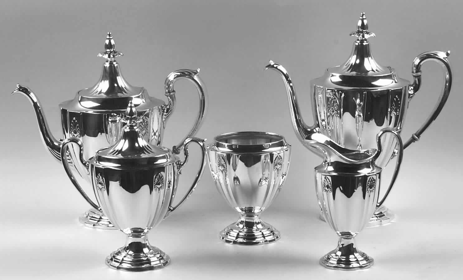 Empress (Sterling, 1932, Hollowware) 5 Piece Tea Set (SCP, STP, SCR, SSU, SWB) by International Silver-1