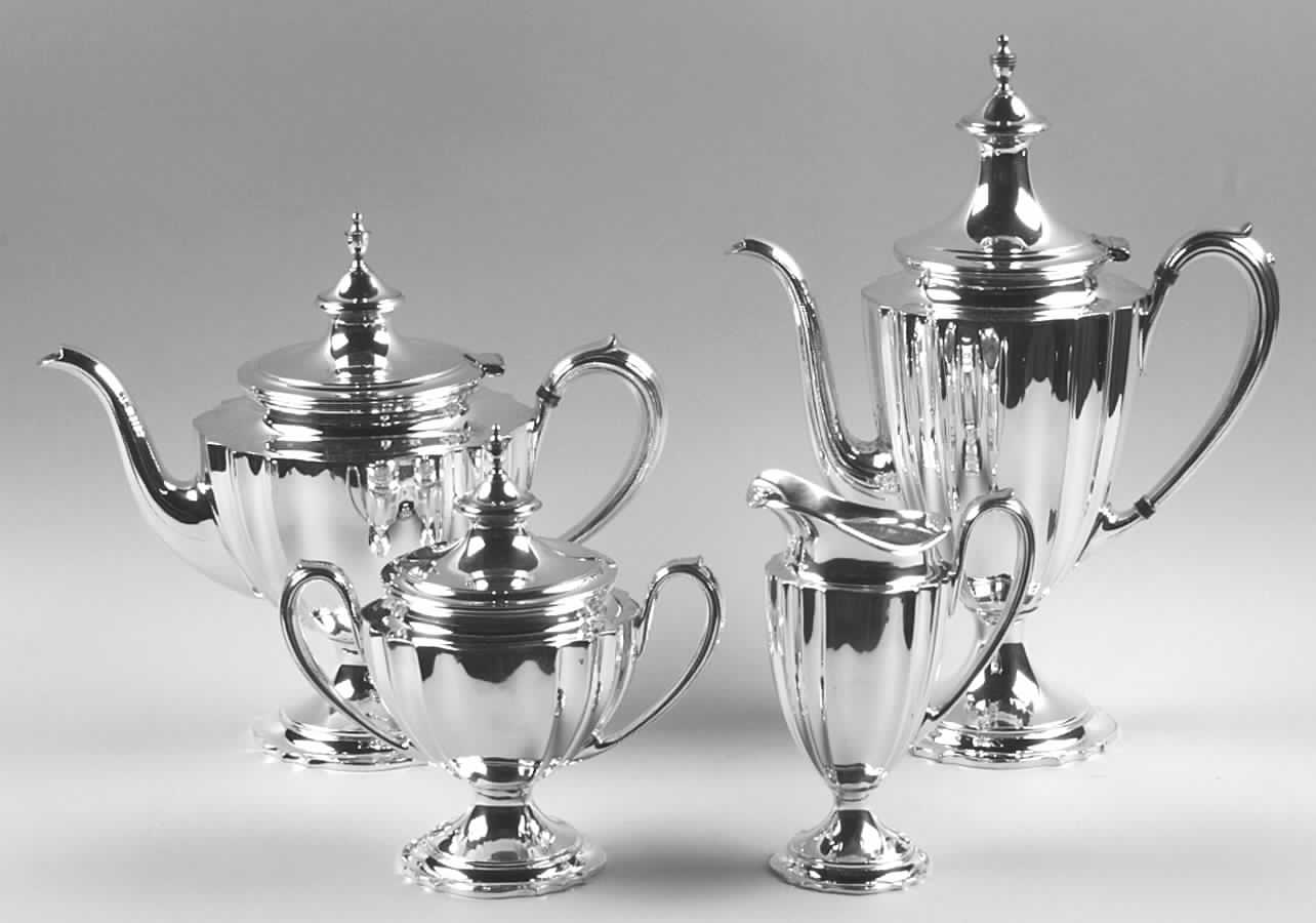 Chippendale (Silverplate, Hollowware, Pedestal) (4 Piece) Silverplate Tea Set by International Silver-1