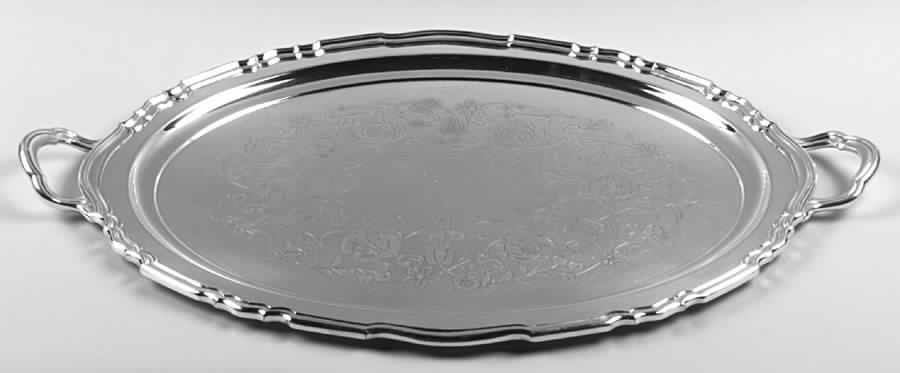 Chippendale (Silverplate, Hollowware, Pedestal) Large Silverplate Waiter Tray by International Silver-1