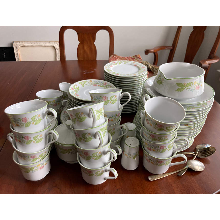 Oriental Lotus Footed Cup & Saucer Set by Image Gallery-1