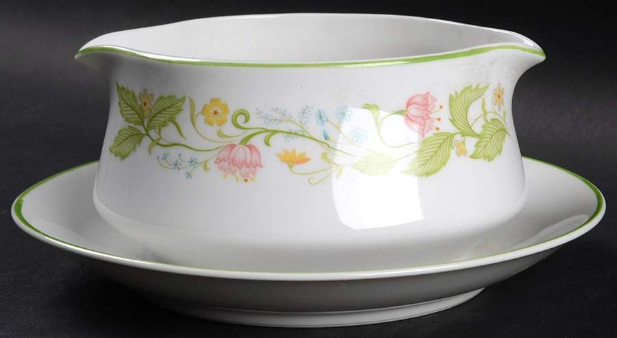 Oriental Lotus Gravy Boat with Attached Underplate by Image Gallery-1