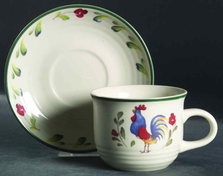 Provence (Rooster) Flat Cup & Saucer Set by International-1